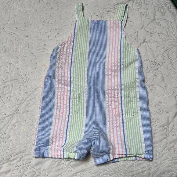 Janie and Jack Striped Seersucker Overalls Size 12-18m - Picture 4 of 4